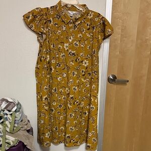 Time and Tru Yellow Floral Midi Dress